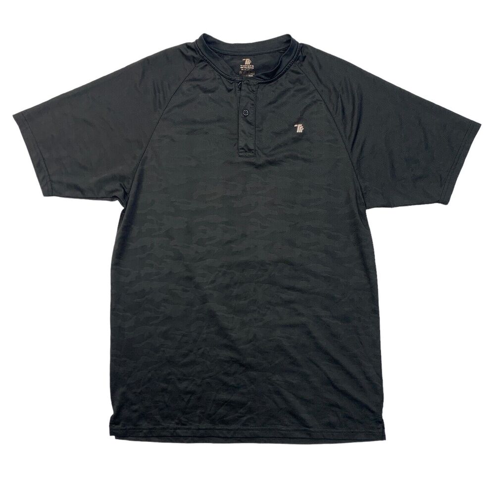 TBMPOY Henley Shirt Mens M Medium Black Camo Mesh Active Training Sports Workout